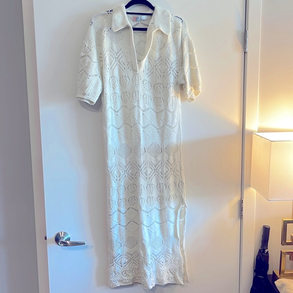 Free People Cream Swim Coverup with Knit Design
